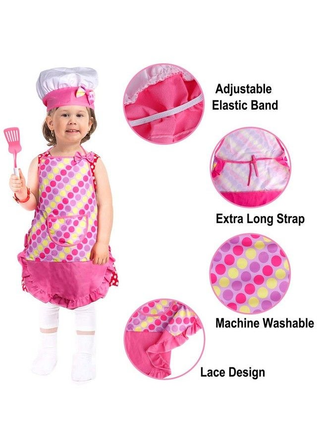 INNOCHEER - Kids Kitchen Cooking Playing Set 38 Pcs Kids Aprons For Girls Toddler Chef Hat Apron Dress Up Chef Costume Kids Baking Gift For 3 4 5 6 Year Old Girls Boys - Image 1
