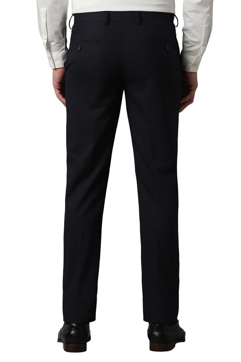 Louis Philippe Men's Mid Rise Slim Pants (LPTFMSSB239326_Navy - Image 3