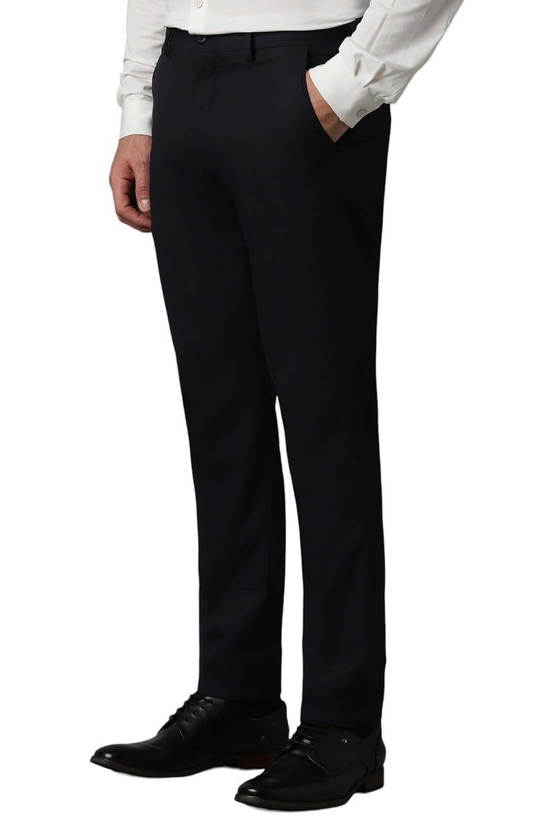 Louis Philippe Men's Mid Rise Slim Pants (LPTFMSSB239326_Navy - Image 2