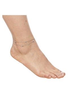 Alwan Silver Short Size Anklet with Turquoise for Luck  - Image 2