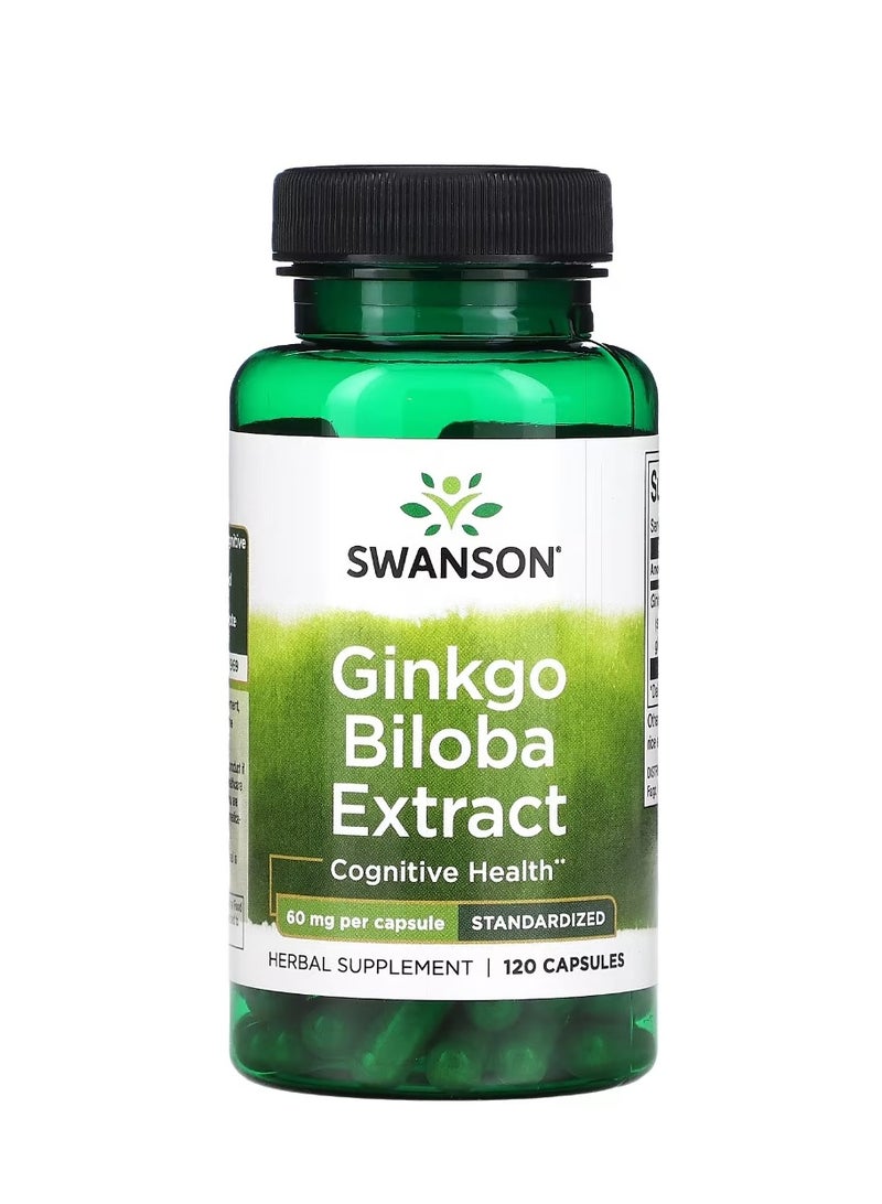 SWANSON Ginkgo Biloba Extract 60 mg 120 Capsules - Image 1