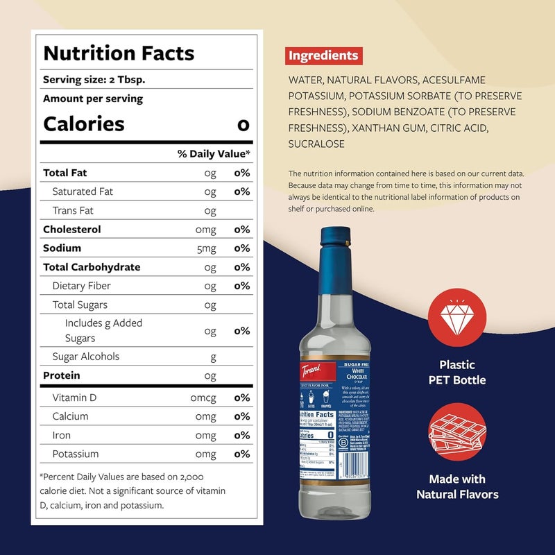 Torani Sugar Free White Chocolate Syrup - Image 2