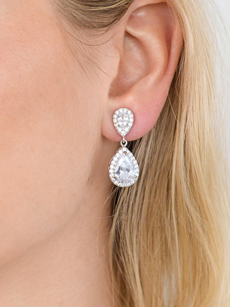 Mariell Cubic Zirconia Crystal Teardrop Dangle Bridal and Wedding Earrings, CZ Jewelry for Brides, Bridesmaids, Homecoming, Prom and Dressy Everyday Wear - Image 4