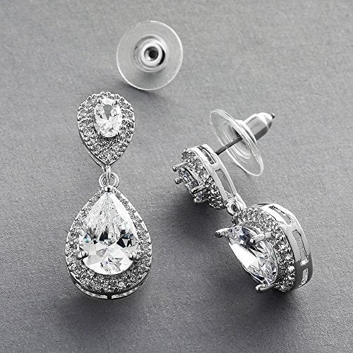 Mariell Cubic Zirconia Crystal Teardrop Dangle Bridal and Wedding Earrings, CZ Jewelry for Brides, Bridesmaids, Homecoming, Prom and Dressy Everyday Wear - Image 3