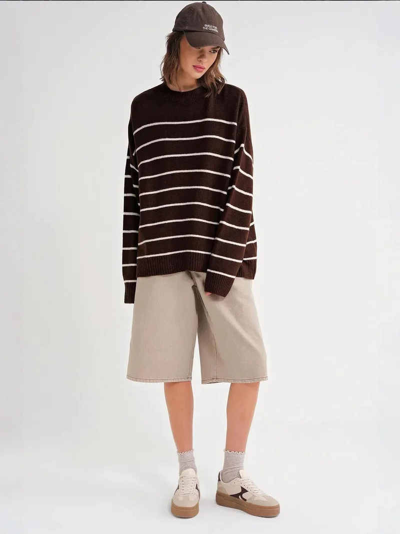 MixRay Mixray Striped Knit Pullover Sweater