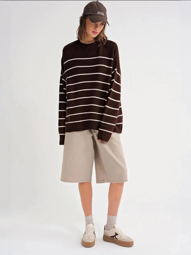 MixRay Mixray Striped Knit Pullover Sweater