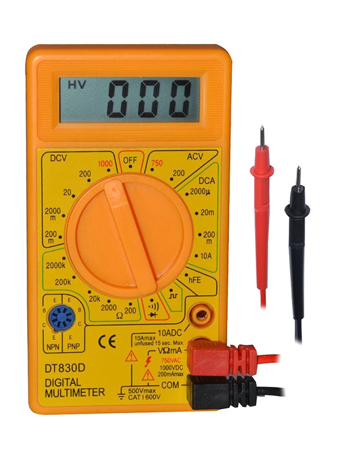 Digital LCD Multimeter Yellow/Orange 126X70X24