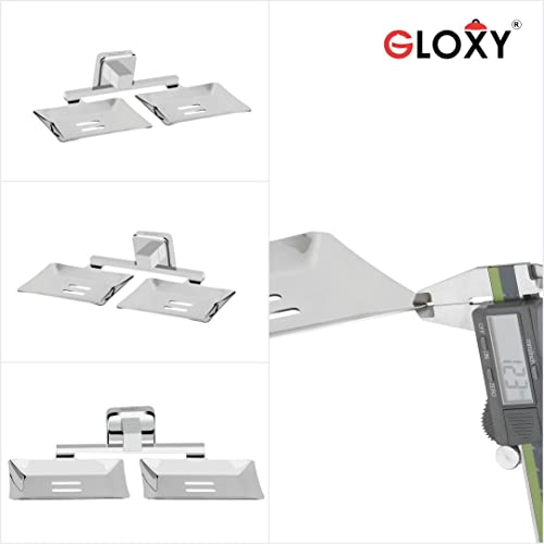 Gloxy Enterprise Stainless Steel Double Soap Holder for Bathroom - Soap Stands for Bathroom Wall, Rust-Free Soap Tray for Bath Dish, Chrome Finish, Bathroom Accessories and Fittings, 8 x 25 cm - Image 4