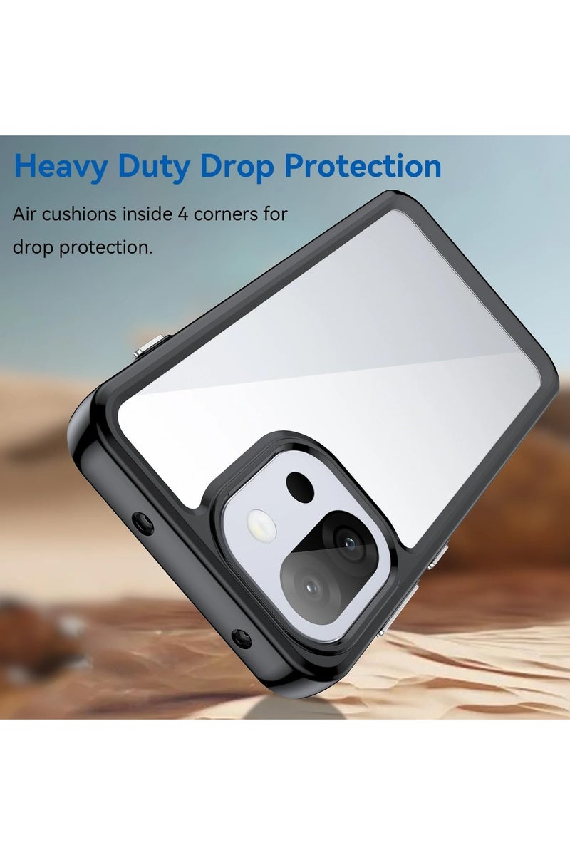 عام غطاء واقي شفاف متوافق مع هاتف OnePlus 13S - خلفية من الأكريليك الشفاف الملون الصلب مع حواف من مادة TPU الناعمة، وحماية سميكة مضادة للصدمات والسقوط. - Image 3