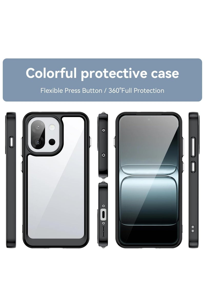 عام غطاء واقي شفاف متوافق مع هاتف OnePlus 13S - خلفية من الأكريليك الشفاف الملون الصلب مع حواف من مادة TPU الناعمة، وحماية سميكة مضادة للصدمات والسقوط. - Image 2