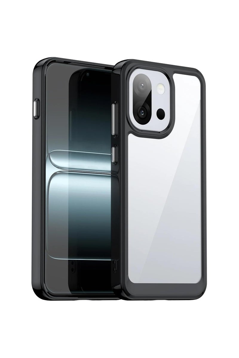 عام غطاء واقي شفاف متوافق مع هاتف OnePlus 13S - خلفية من الأكريليك الشفاف الملون الصلب مع حواف من مادة TPU الناعمة، وحماية سميكة مضادة للصدمات والسقوط. - Image 1