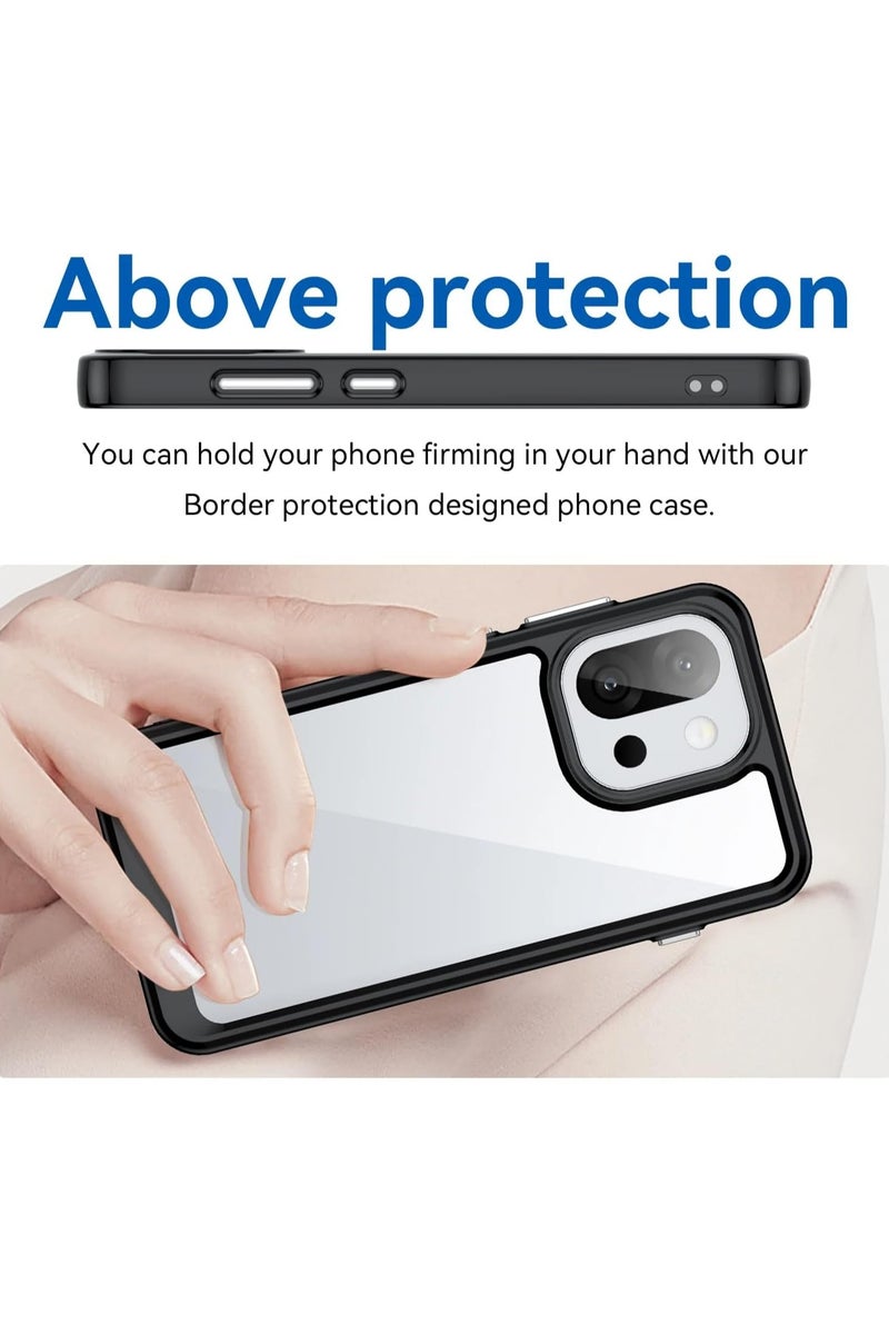 عام غطاء واقي شفاف متوافق مع هاتف OnePlus 13S - خلفية من الأكريليك الشفاف الملون الصلب مع حواف من مادة TPU الناعمة، وحماية سميكة مضادة للصدمات والسقوط. - Image 4