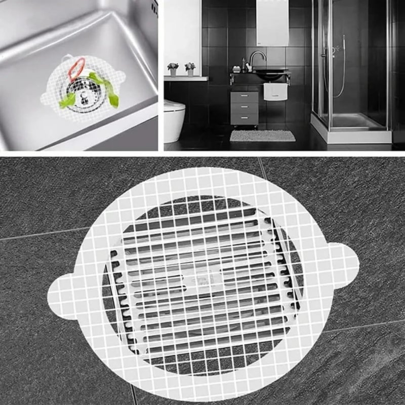 PRETOX Kitchen Sink Strainer - Disposable Shower Drain Cover Hair Catcher Shower Drain Mesh Stickers, Reusable and Versatile Drain Cover for Bathroom Laundry Bathtub Kitchen Sink 20 PCS,(Round) - Image 1