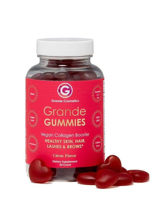 Grande Cosmetics Grande Cosmetics Vegan Collagen Hair Vitamin Gummies for Hair, Skin, Lash, & Brow for Women With Biotin, Folic Acid, Vitamin C - 1 Month Supply, 60 Tablets, Citrus Flavor - Image 1