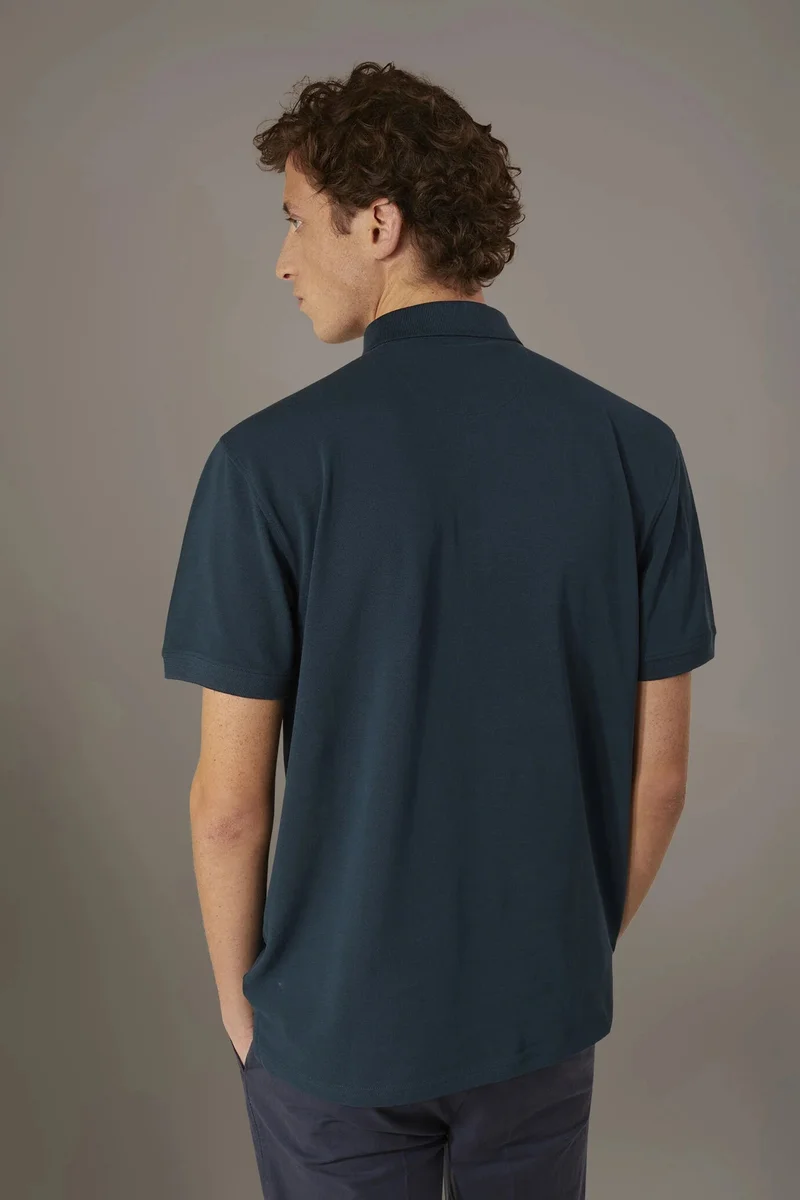 Doppelganger Blue Short sleeve polo 100% cotton piquet - Marine for Men | Best Price UAE