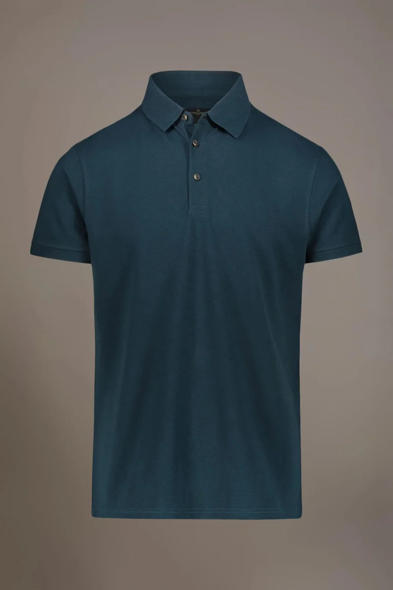 Doppelganger Blue Short sleeve polo 100% cotton piquet - Marine for Men | Best Price UAE