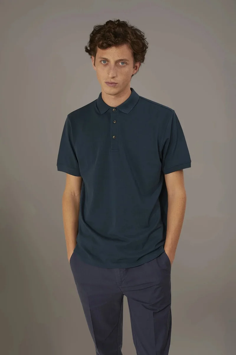 Short sleeve polo 100% cotton piquet - Marine