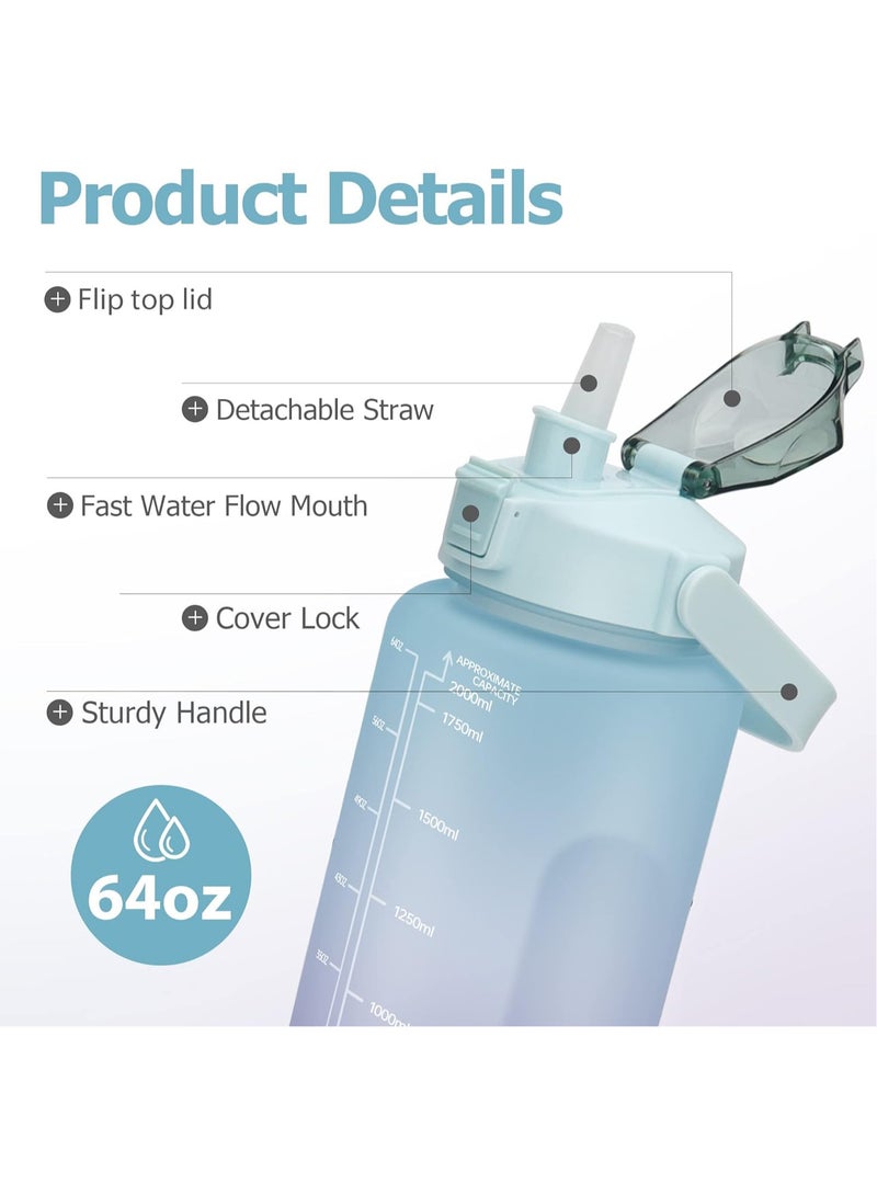 Generic Motivational Water Bottles With Time Marker, 2L,750ml,300ml Sport Water Bottle with Straw, BPA Free, Leak-proof, Drinking Sports Water Bottle for Office,Gym,Outdoor Sports  - Image 4