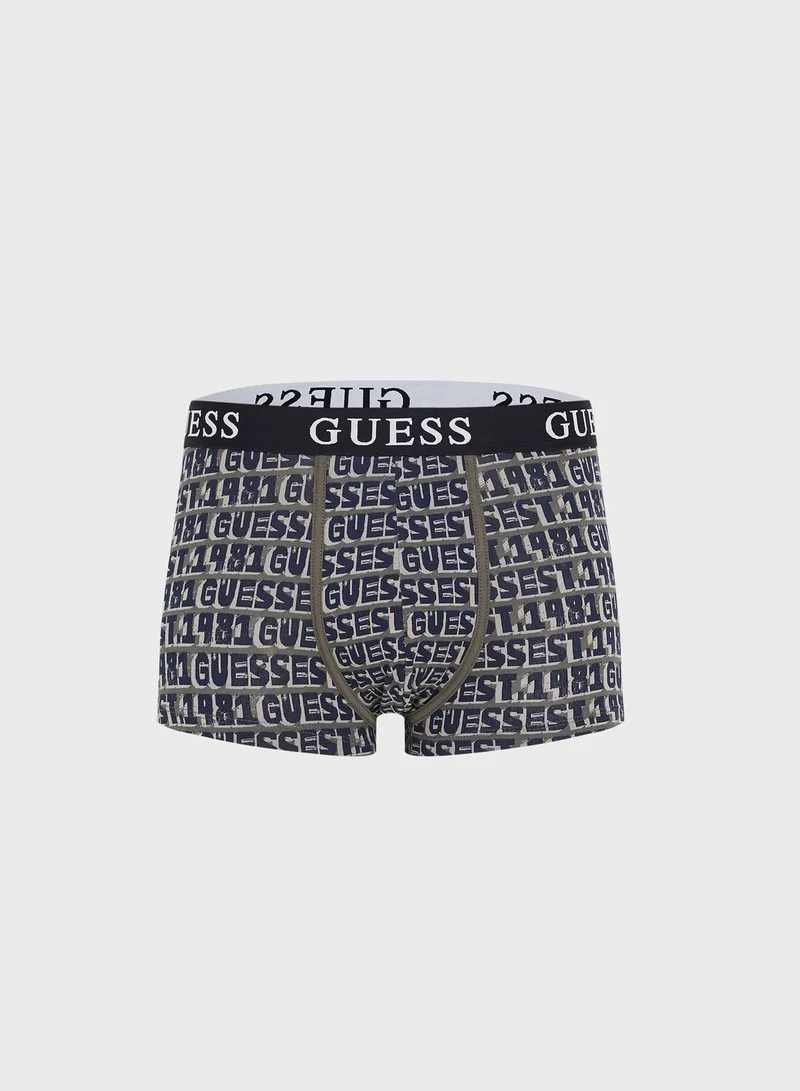 GUESS 3 Pack Logo Band Trunks