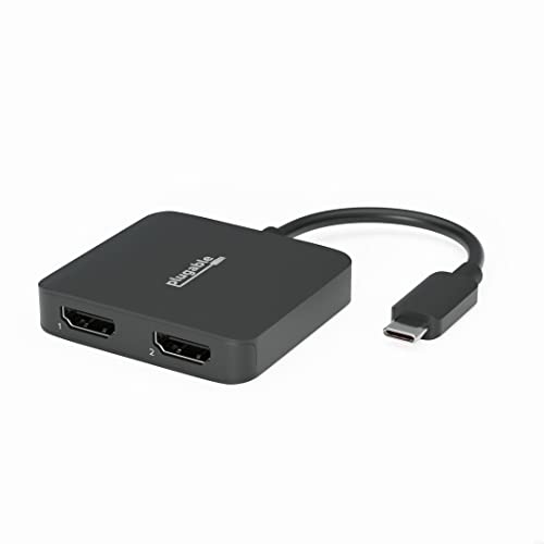 Plugable USB C to HDMI Adapter for Dual Monitors 4K 60Hz, Compatible with Windows, Chromebook, USBC Thunderbolt USB4 Laptops, MST Extended Display Type C Multi HDMI Port Adapter, Driverless USBC-MSTH2 - Image 1