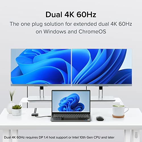Plugable USB C to HDMI Adapter for Dual Monitors 4K 60Hz, Compatible with Windows, Chromebook, USBC Thunderbolt USB4 Laptops, MST Extended Display Type C Multi HDMI Port Adapter, Driverless USBC-MSTH2 - Image 3