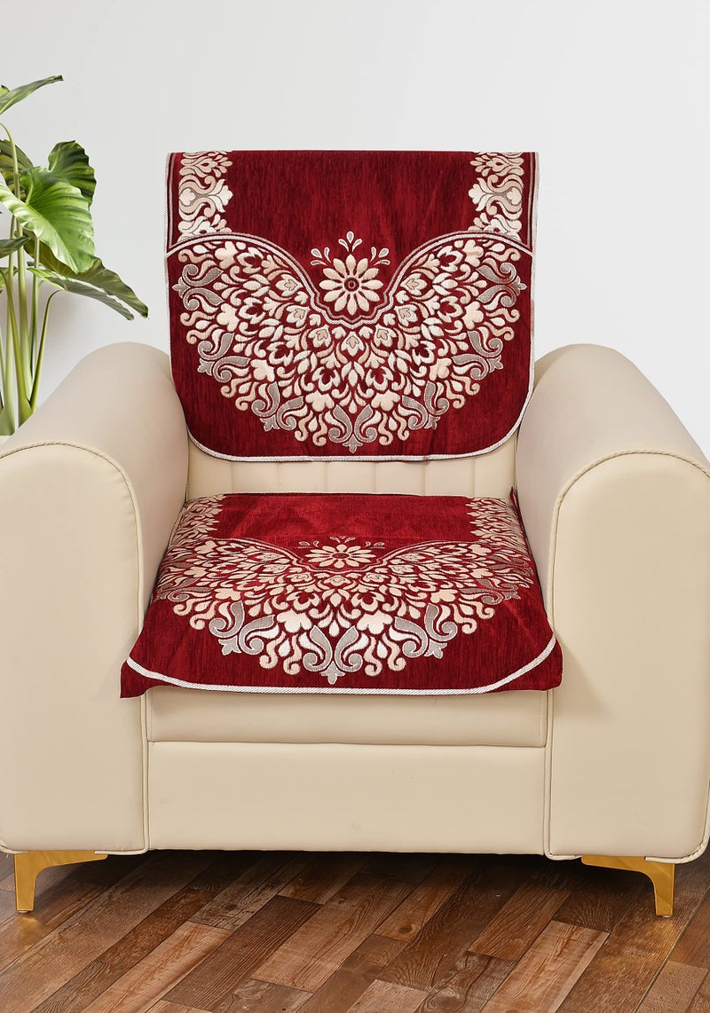Dazzling DECOR Set of 5 Seater Sofa Cover (3+1+1) with Armrest & Cushion Covers – Premium Stretchable Fabric, Anti-Slip, Soft & Washable Couch Cover for Living Room (Maroon) - Image 4