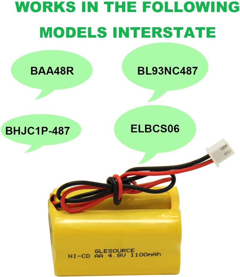 GLESOURCE (4 Pack 4.8v 1100mAh Compatible for MAG93NC487 BL93NC487 Lithonia ELB B006 Lithonia ELBB006 ELBCS06 ELB-CS06 Emergency/Exit Light Sign - Image 4
