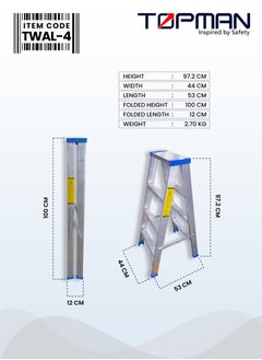 TOPMAN Aluminium Two Way Ladder 4 Steps  - Image 4