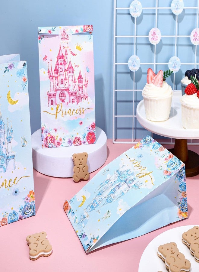 وولاين مجموعة من 24 كيس هدايا لحفلات الأميرات والأمراء من والين، مزينة بملصقات، باللونين الوردي والأزرق، على شكل قلعة، مثالية لتوزيع الحلوى والهدايا في حفلات أعياد الميلاد وحفلات استقبال المولود الجديد. - Image 3