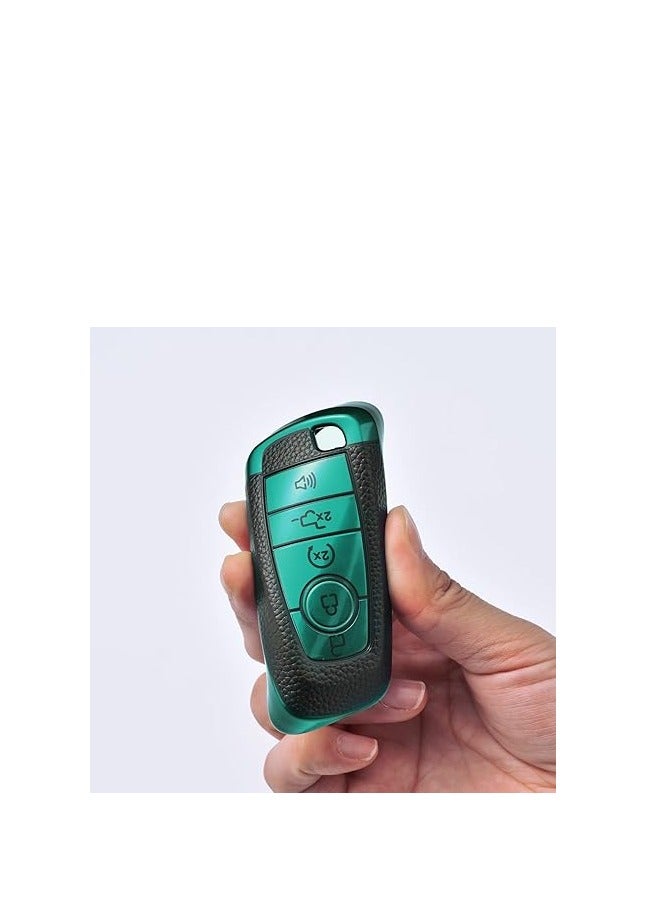 OUYoo for Ford Key Fob Cover Soft TPU with Keychain Key Case Holder Full Protection for Ford Explorer  Fusion Escape Edge Expedition F150 F250 F350 F450 F550 Maverick Mustang ( Green) - Image 3
