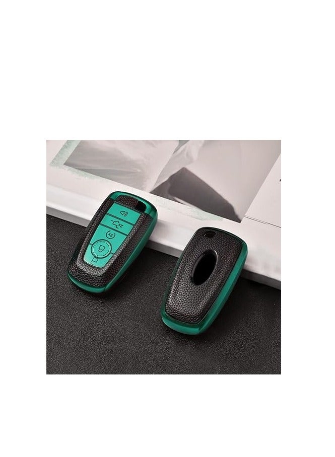 OUYoo for Ford Key Fob Cover Soft TPU with Keychain Key Case Holder Full Protection for Ford Explorer  Fusion Escape Edge Expedition F150 F250 F350 F450 F550 Maverick Mustang ( Green) - Image 5