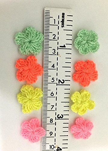 ICRAFY 's Brand 20 Pcs. Assorted Tiny Crochet Flower with Pearl Fabric Cotton Satin Craft Sewing Appliques DIY Diameter 12 mm. - Image 3