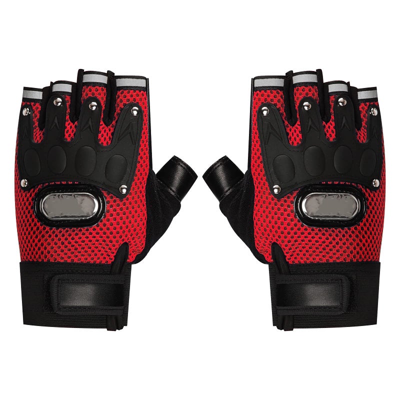 PURFUN Men Women Breathable Mesh Cycling Gloves Non-Slip Leather Riding Driving Motorcycle Half Finger Gloves Roller Skating Sports Exercise Fitness Fingerless Gloves - Image 5