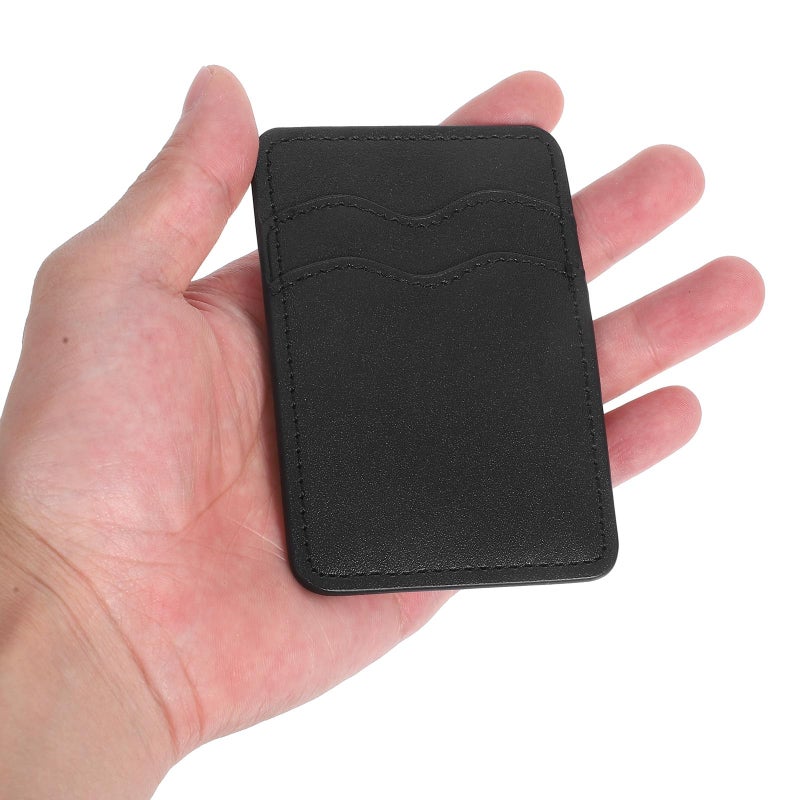 Self Adhesive Leather Phone Wallet Card Holder For Women Dual Slot Black - Image 5