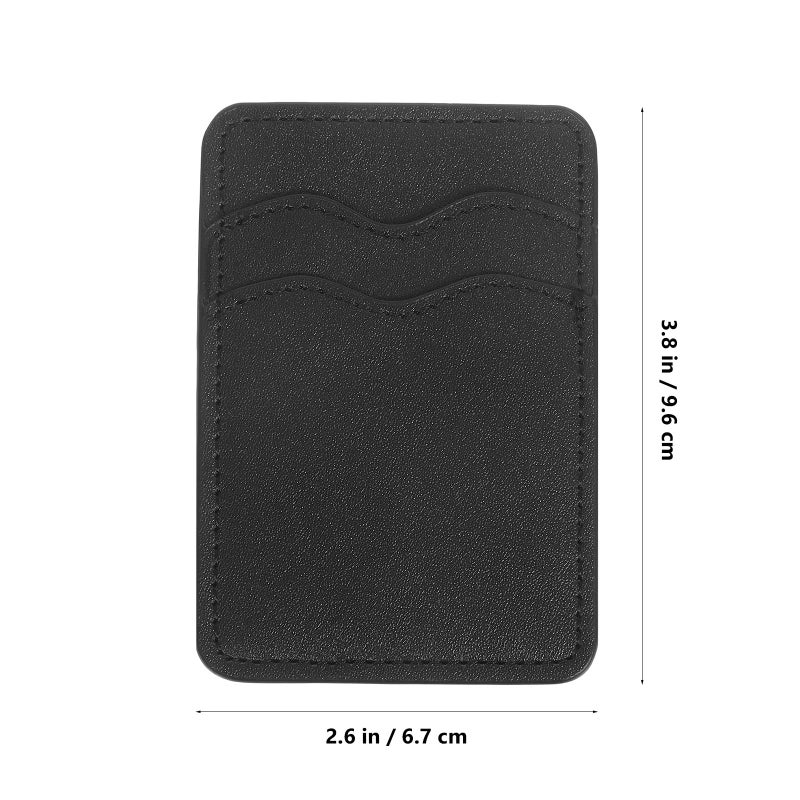 Self Adhesive Leather Phone Wallet Card Holder For Women Dual Slot Black - Image 3
