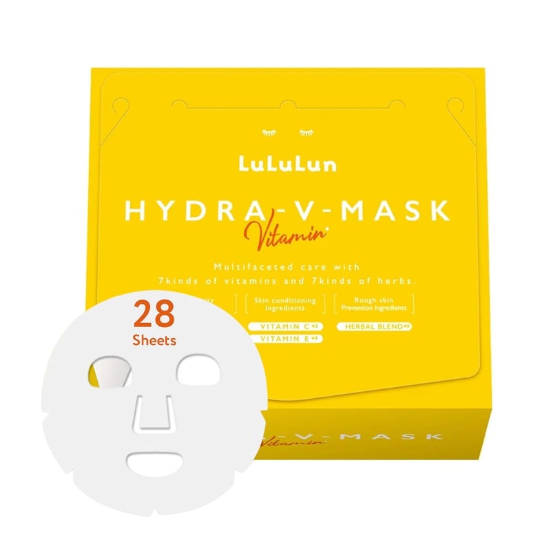 Lululun 28 EA Facial Sheet Mask with Organic 7 Herbs  7 Vitamins for Pore Care  Rough Skin Daily Face Sheet Mask Pack for Hydrating and Moisturizing Skincare from Japan with Vitamin C  E Hydra V