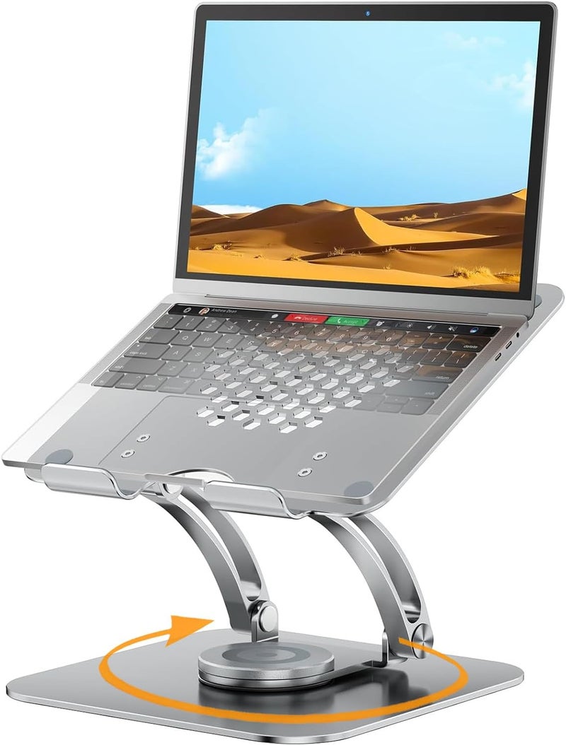 Proffisy Adjustable Laptop Stand with 360° Rotatable Base - Ergonomic Aluminum Riser for 10"-17" Laptops - Image 1