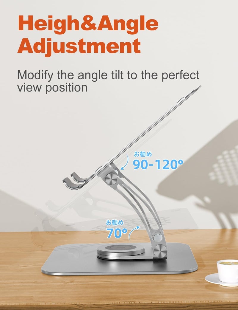 Proffisy Adjustable Laptop Stand with 360° Rotatable Base - Ergonomic Aluminum Riser for 10"-17" Laptops - Image 3