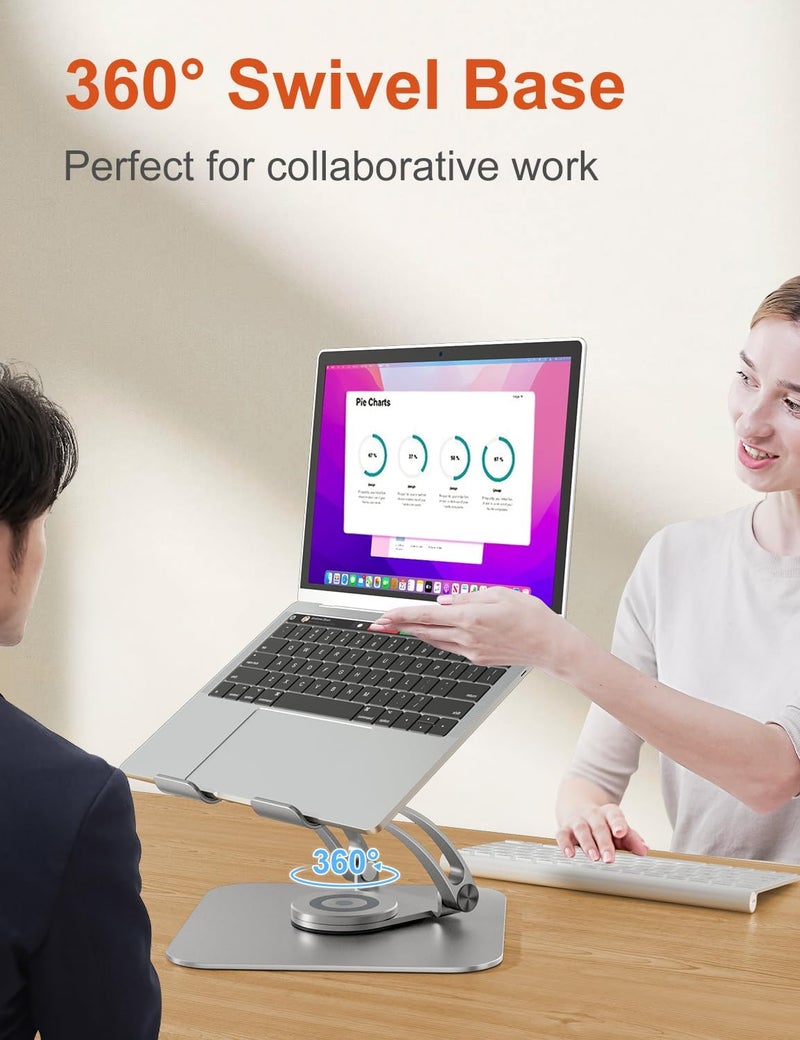 Proffisy Adjustable Laptop Stand with 360° Rotatable Base - Ergonomic Aluminum Riser for 10"-17" Laptops - Image 2
