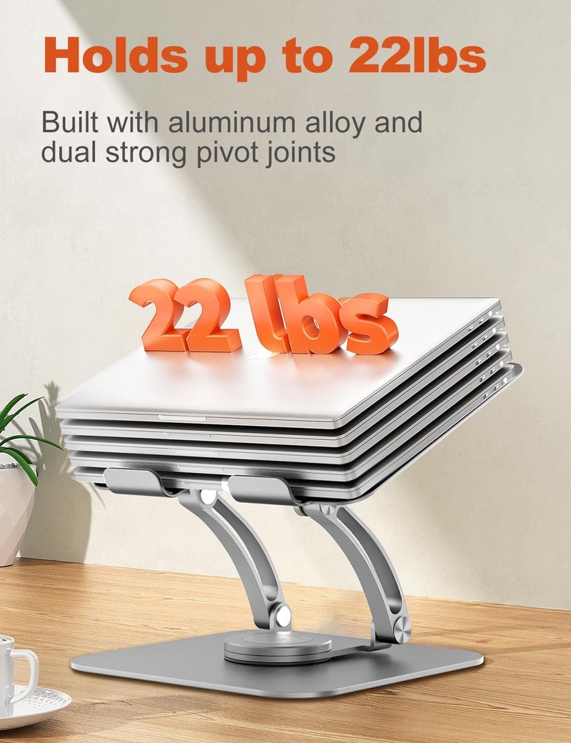 Proffisy Adjustable Laptop Stand with 360° Rotatable Base - Ergonomic Aluminum Riser for 10"-17" Laptops - Image 4