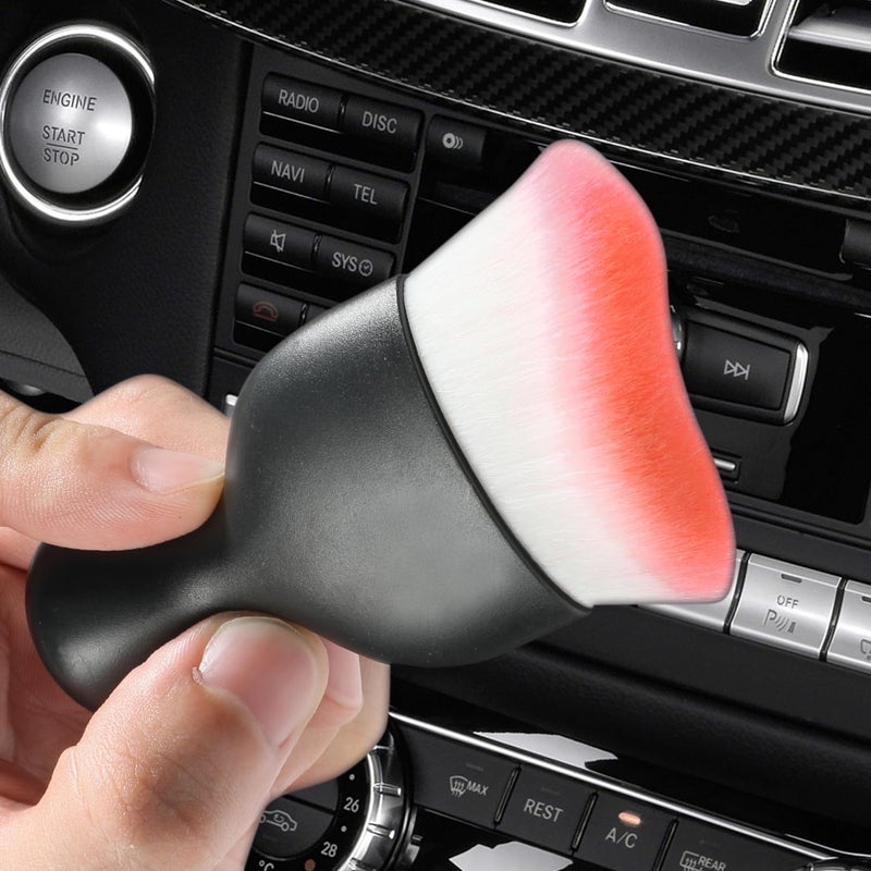 Reswish ESEWALAS Car Windshield Cleaning Tool,Soft Bristle Cleaning Brush,Auto Detail Brush Car Dash Duster Brush Interior Duster,Car Interior Cleaning Brush Dusting Brush (Black&Pink) Hot & cold climate compatible - Image 1