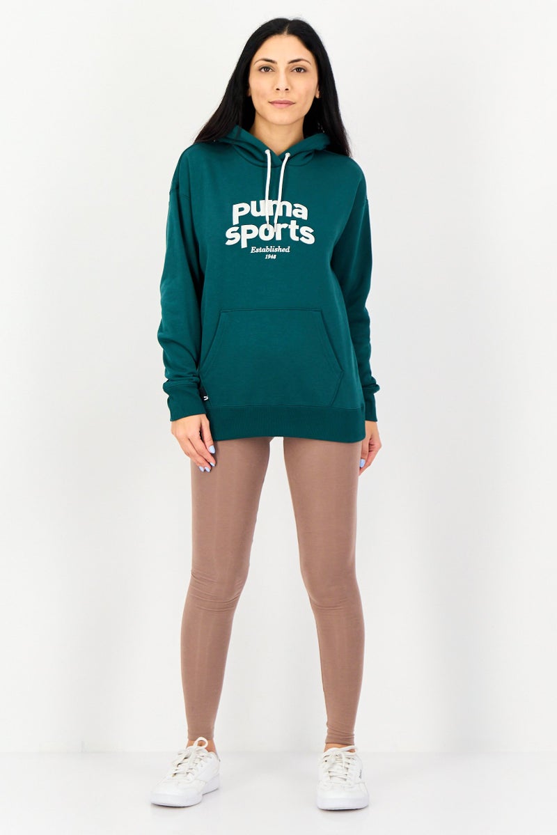 PUMA Women Relaxed Fit Long Sleeve Outdoor Hoodie, Green - Image 4