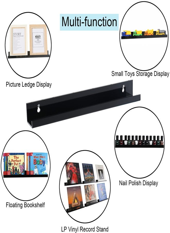 Sooyee 6 Pack Book Shelves,15 Inch Floating Shelf Display Shelf,Acrylic Shelves for Wall,Reading Nook,Funko Pop Display Case,Corner Floating Shelves Black - Image 4