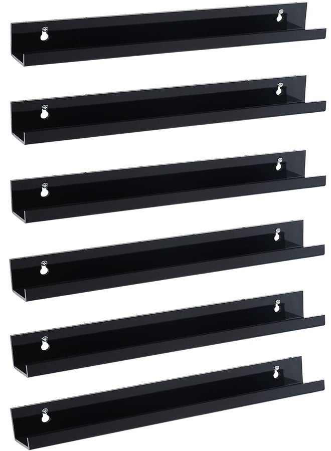 Sooyee 6 Pack Book Shelves,15 Inch Floating Shelf Display Shelf,Acrylic Shelves for Wall,Reading Nook,Funko Pop Display Case,Corner Floating Shelves Black - Image 1