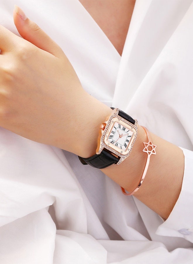 DUNISO Women's Quartz Watches，Business Ladies PU Leather Strap Wristwatch，Rhinestones Decoration Elegant Wristwatch，as a Gift for Women - Image 4