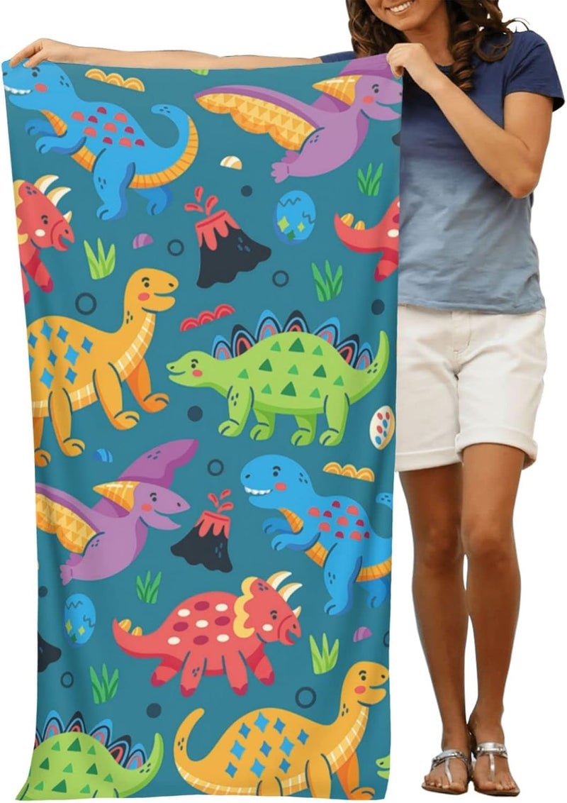 COMFAR Dinosaur Beach Towels for Boys Kids Beach Towels Bulk Toddler for Travel Pool Personalized Microfiber Oversized Quick Dry Pool Towel 30"x 60" - Image 5