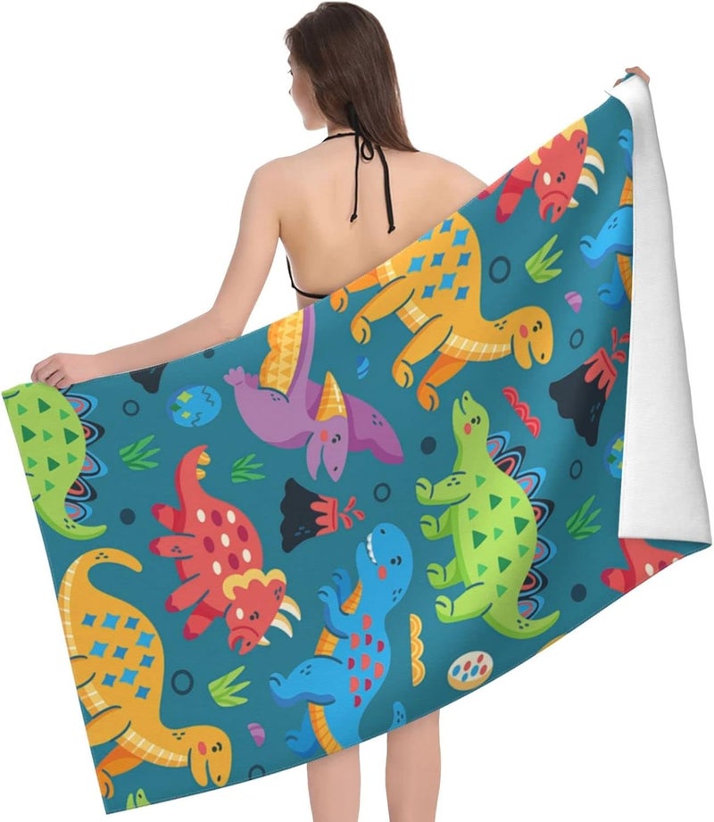 COMFAR Dinosaur Beach Towels for Boys Kids Beach Towels Bulk Toddler for Travel Pool Personalized Microfiber Oversized Quick Dry Pool Towel 30"x 60" - Image 2