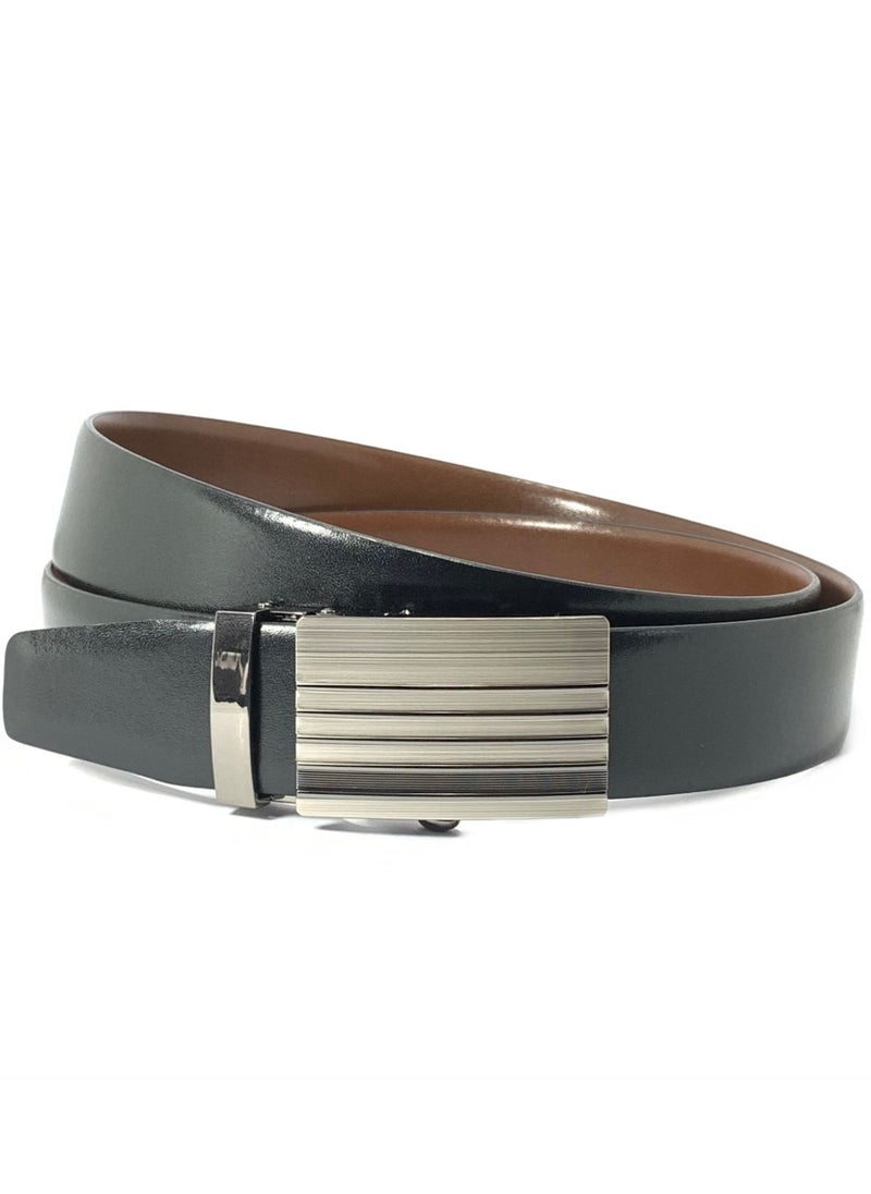 Classic Milano Classic Milano Genuine Leather Men's Spanish Leather Belt Men Automatic Buckle Dress Belt  - Formal Men's Belt Leather & Office Wear Belt, Formal Outfits, Gifts - Black & Brown Men’s Leather Belt for Men  - Image 1