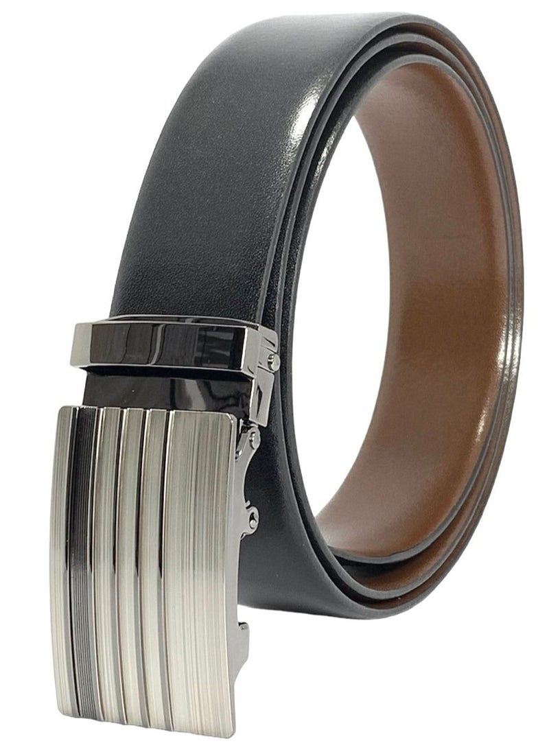 Classic Milano Classic Milano Genuine Leather Men's Spanish Leather Belt Men Automatic Buckle Dress Belt  - Formal Men's Belt Leather & Office Wear Belt, Formal Outfits, Gifts - Black & Brown Men’s Leather Belt for Men  - Image 5