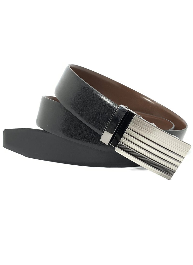 Classic Milano Classic Milano Genuine Leather Men's Spanish Leather Belt Men Automatic Buckle Dress Belt  - Formal Men's Belt Leather & Office Wear Belt, Formal Outfits, Gifts - Black & Brown Men’s Leather Belt for Men  - Image 2